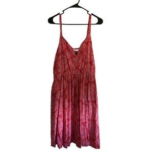 Torrid Coral Medallion Cutout Challis Dress Size 1X Fit n Flare Cottagecore Boho